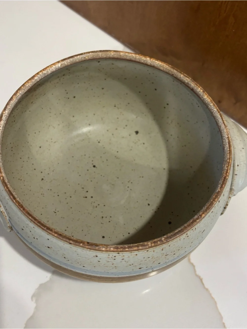 Vintage Haas Studio Pottery Bowl Pot with Handled Lid Earthtones Brown Blue